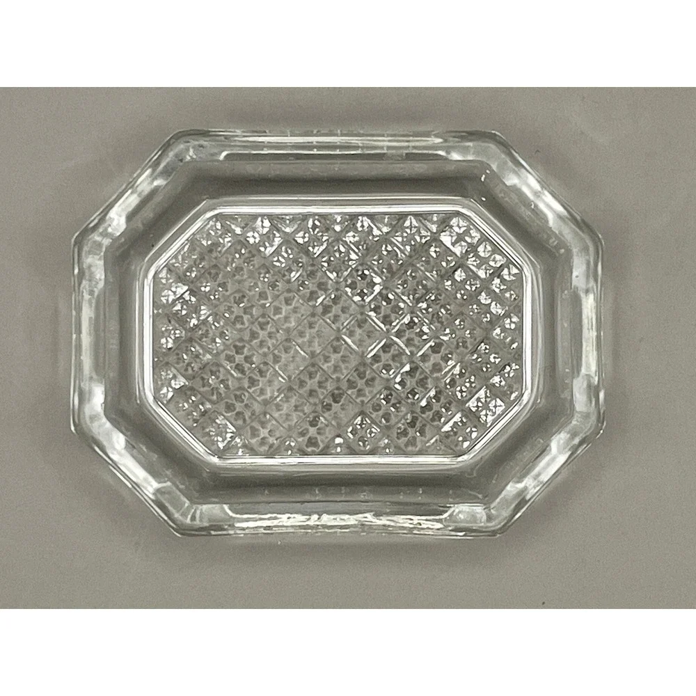 Crystal Zajecar 24% Lead Crystal Leaf Dish Diamond Cut Trinket Set Yugoslavia